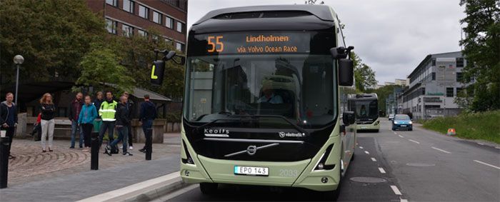 Ruta del autobús eléctrico 55 en Gotemburgo 