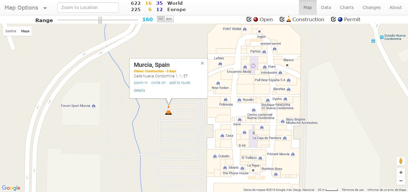 Situación del Supercargador de Murcia según supercharge.info