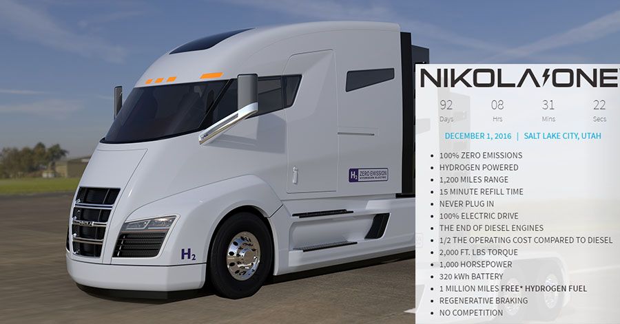 Características del Nikola One de hidrógeno
