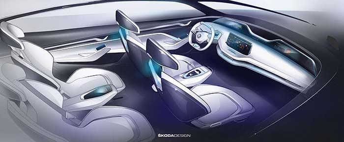 Interior del Skoda Vision E concept