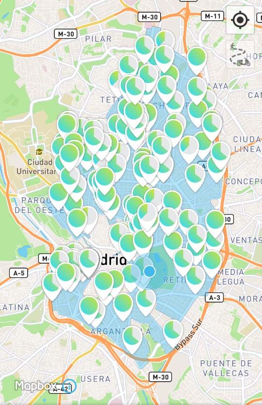 Radio de acción de ecooltra en Madrid