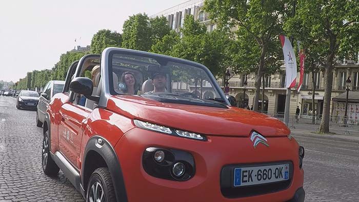 Citroën E-MEHARI Orange Mécanique de 4 roues sous 1 parapluie