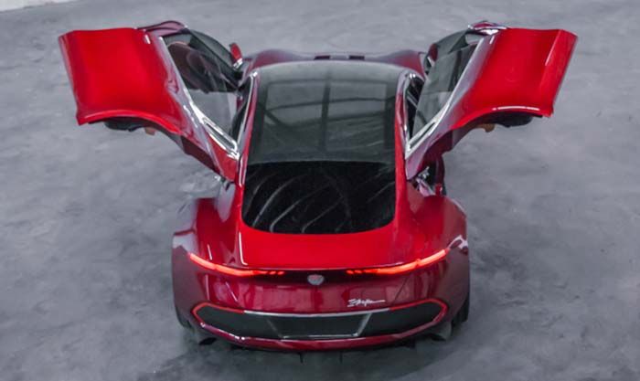 La cuatro puertas automáticas en ala de mariposa del Fisker Emotion