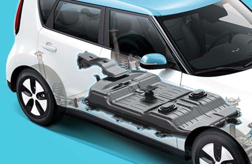 Situación del a batería del Kia Soul EV bajo el asiento trasero