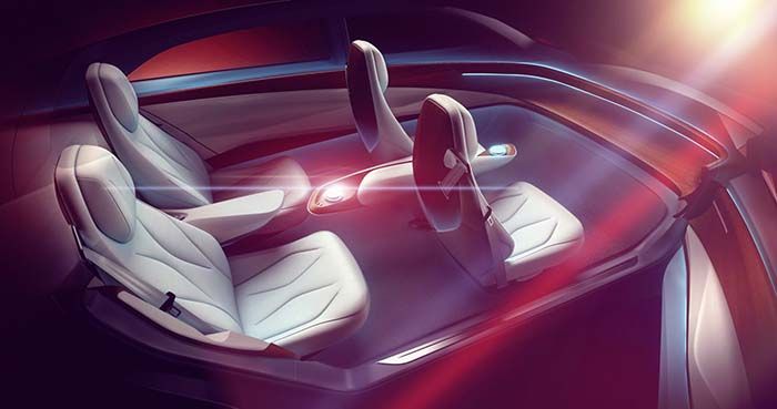 El interior del Volkswagen ID VIZZIONT especialmente adaptado para la conducción autónoma