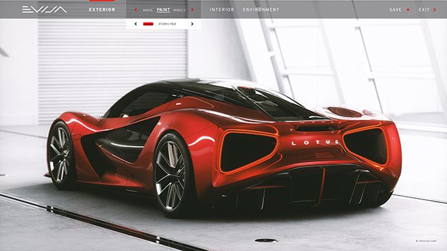 Red Atomic, uno de los llamativos colores del Lotus Evija.