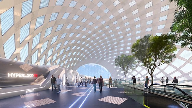 Estación en línea del sistema de HyperloopTT.