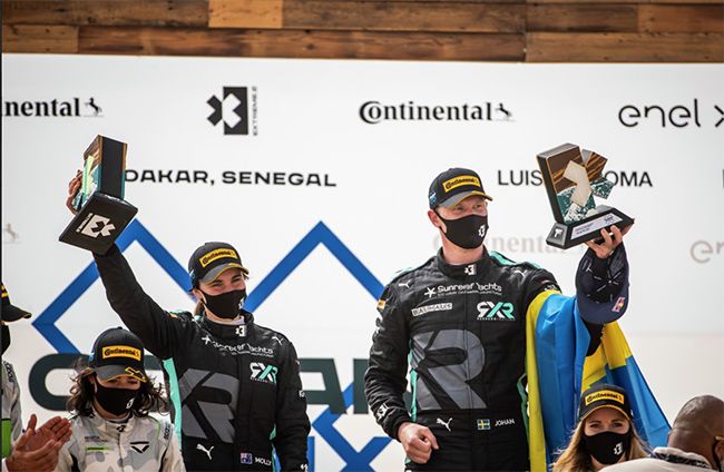 Podo para Molly Taylor y Johan Kristoffersson, del equipo Rosberg X Racing.