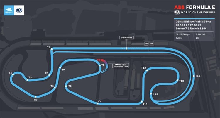 El Autódromo Miguel E. Abed, a las afueras de Puebla, adaptado para acoger las carreras 8 y 9 de la Fórmula E para esta séptima temporada. 