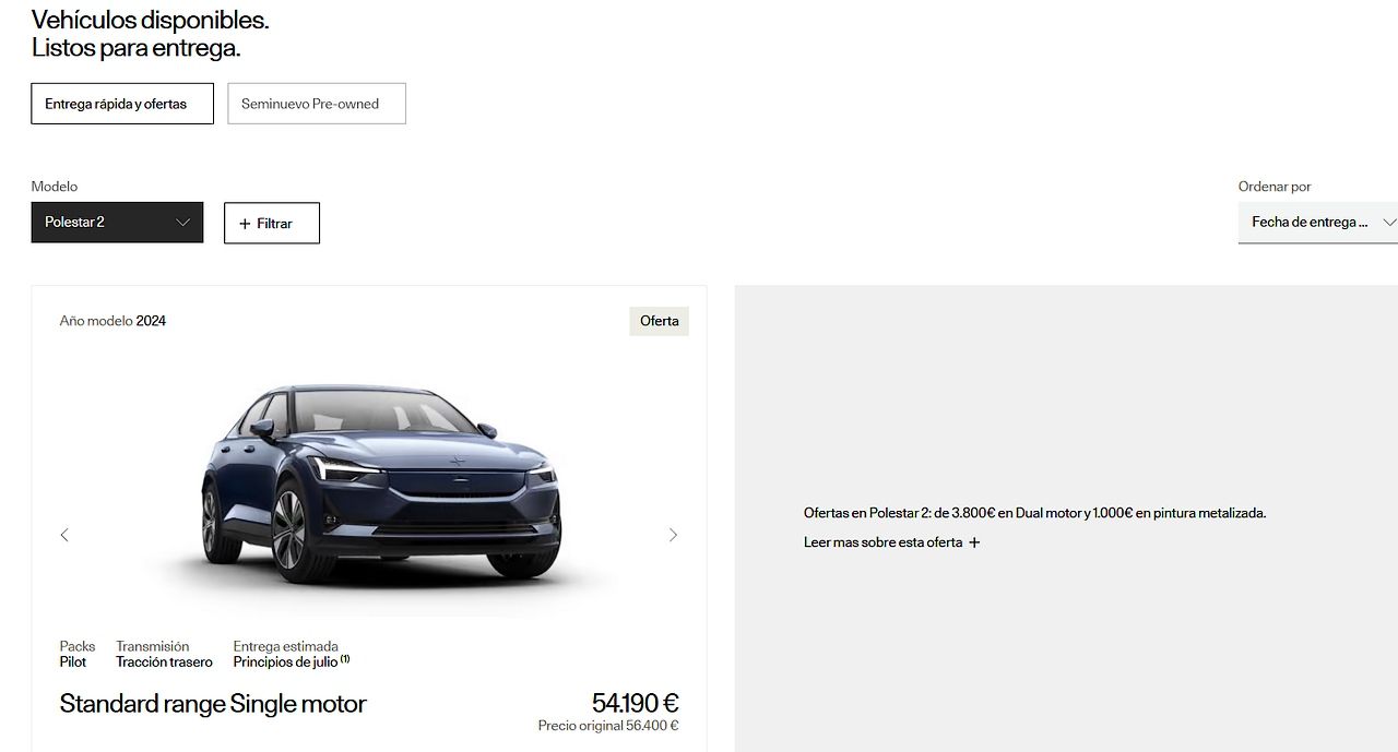 coches eléctrico de stock de Polestar